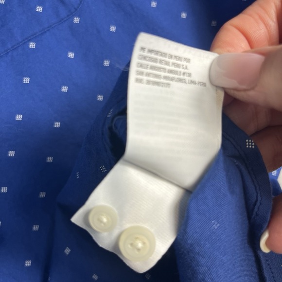 American Eagle Button Down LS Shirt Mens XL Blue w/Wht Diamond Print Classic Fit - Picture 7 of 14